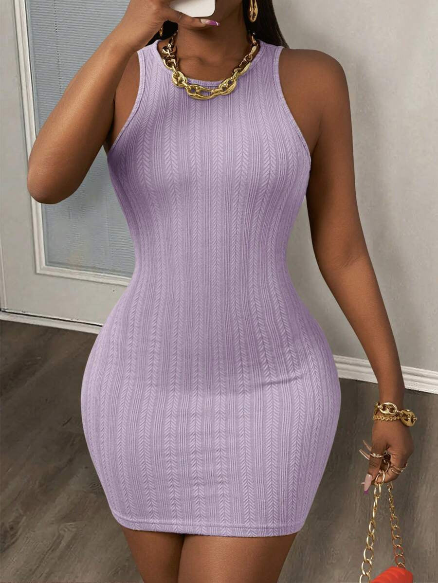 Solid-color Sexy Sleeveless Sheath Dress