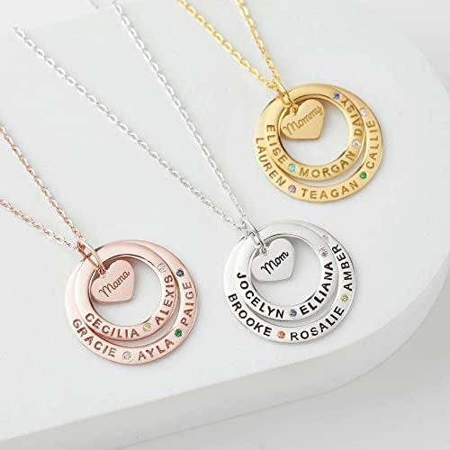 Grandma Necklace Birthstone, Grandkids Names Necklace, Nana Jewelry