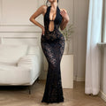 Women's Sexy Lace Hollow-Out Halter Dress