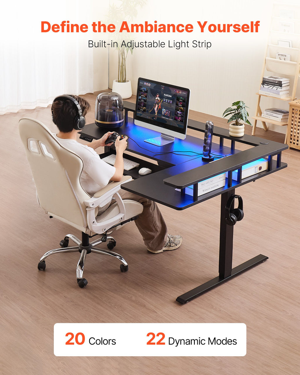 L Shaped Desk Electric Adjustable Height Corner Desk With Keyboard Tray