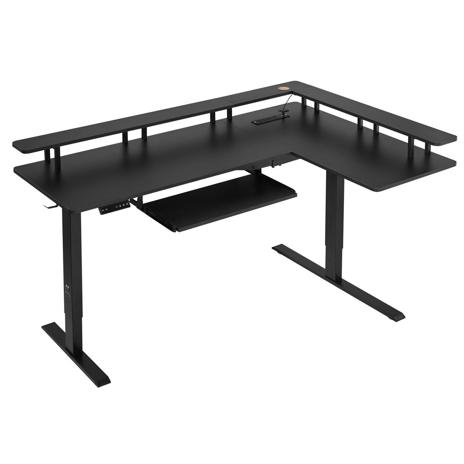 L Shaped Desk Electric Adjustable Height Corner Desk With Keyboard Tray